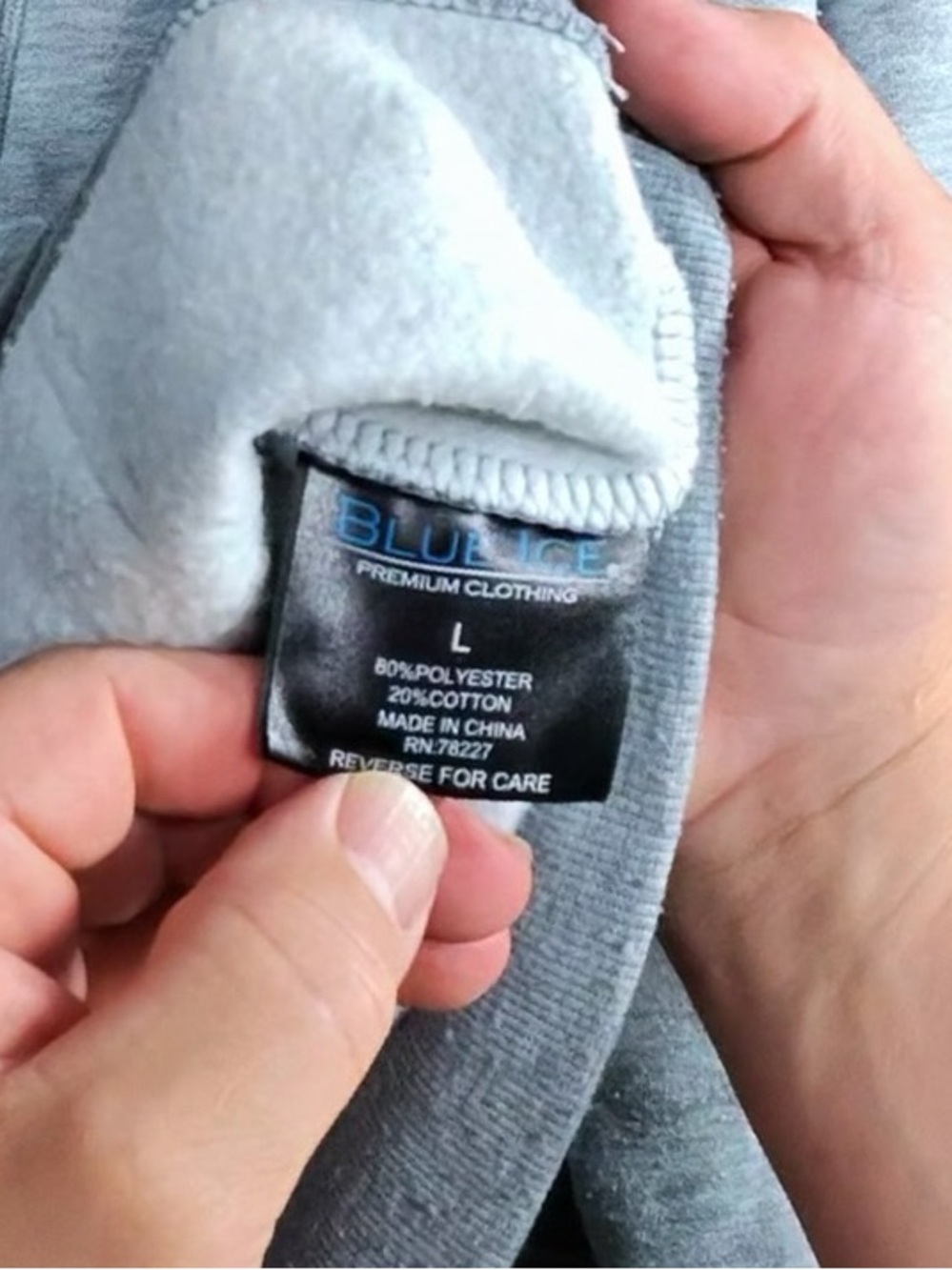 Blue Ice Men's Pullover Hoodie in Light Gray with Kangaroo Pocket - Picture 3 of 7